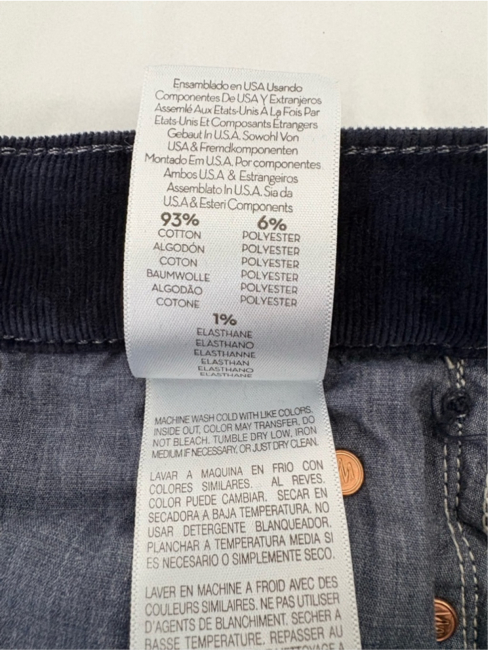 MOTHER Mid Rise Dazzler Ankle Fray Corduroy Sz 26 (14”W) Hopscotch Night Sky EUC - Picture 6 of 14